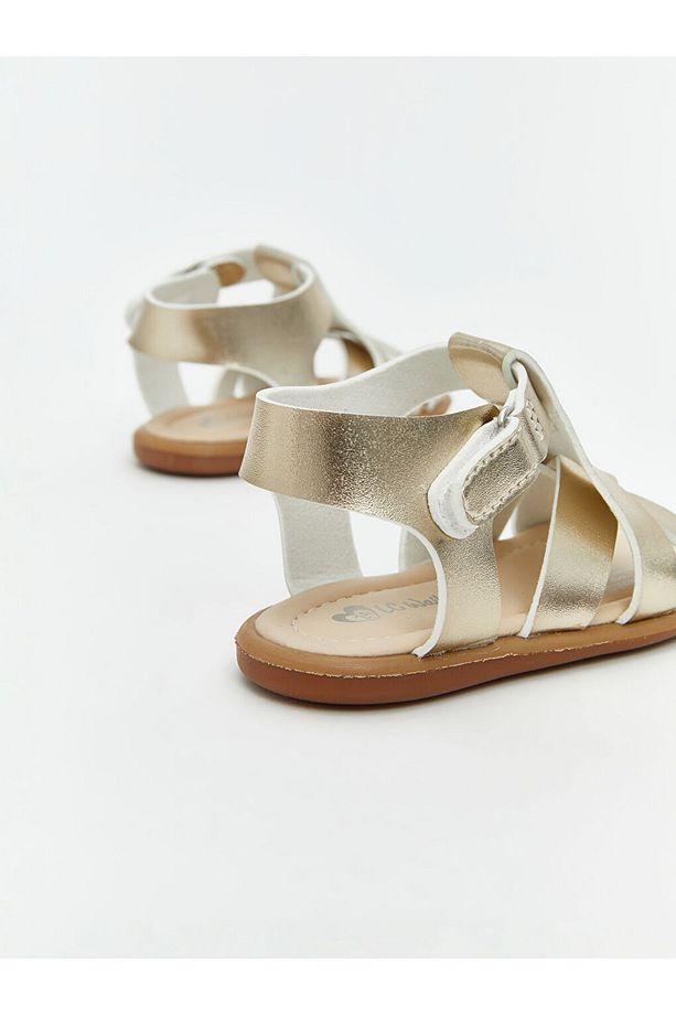 LCW STEPS Sari Cırt Cırtlı Çapraz Bantlı Kız Bebek Sandalet - 5