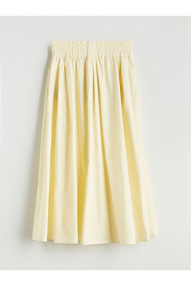 XSIDE Sari Beli Lastikli Poplin Etek - 6