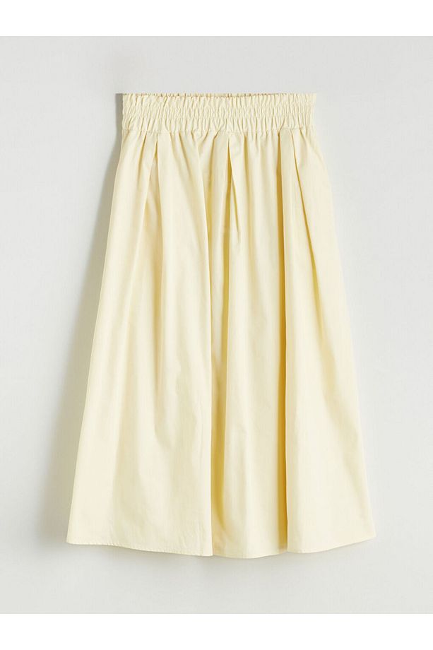 XSIDE Sari Beli Lastikli Poplin Etek - 5