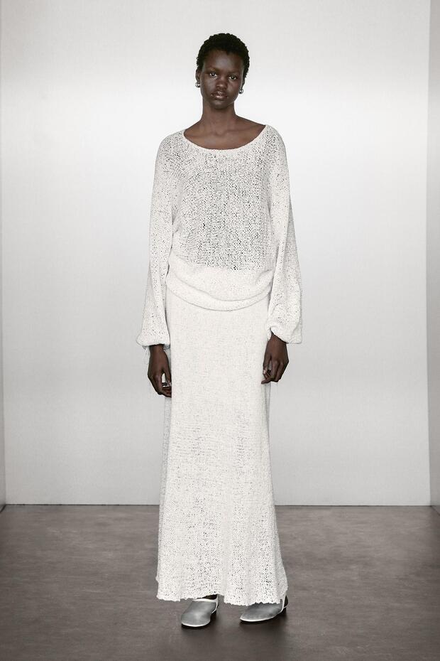 Pamuklu triko midi etek - 1