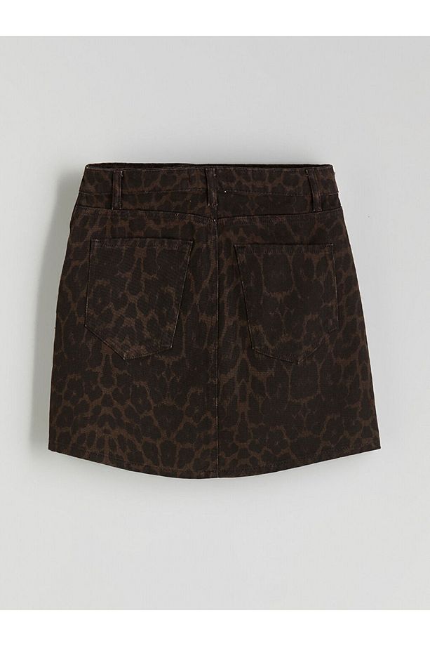 Dar Fit Leopar Desenli Mini Jean Etek - 3