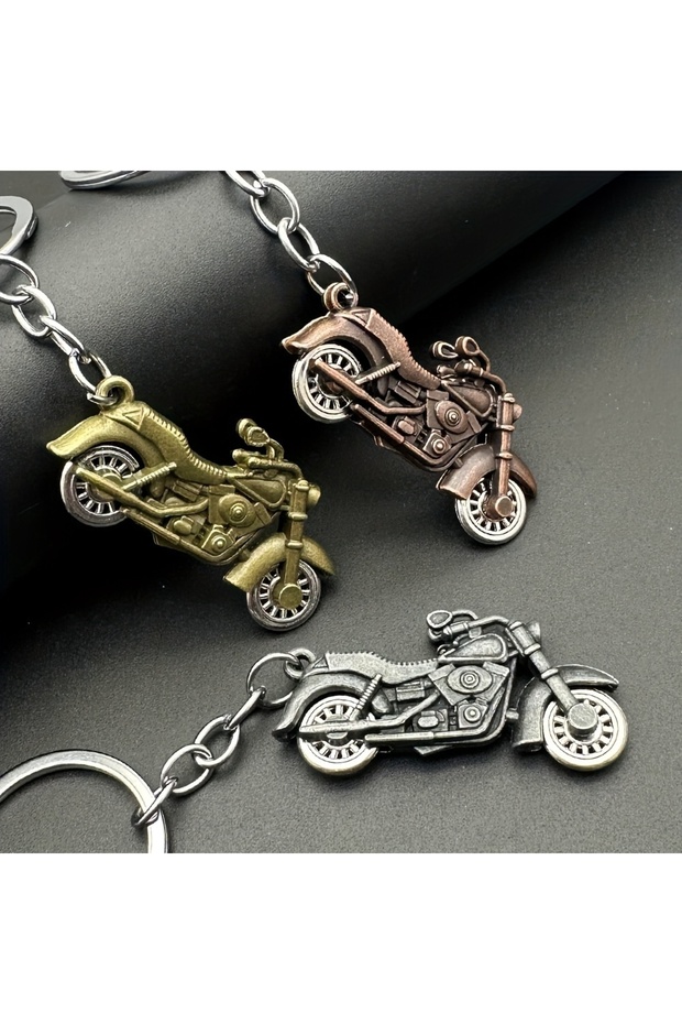 Retro Motorcycle, Metal, Simulation Gift Keychain with Swivel Wheel (1 Model)