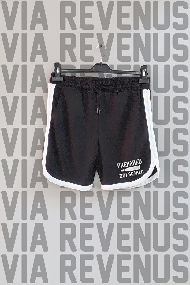 Not Scared Printed Piping Detailed Sports Training Shorts