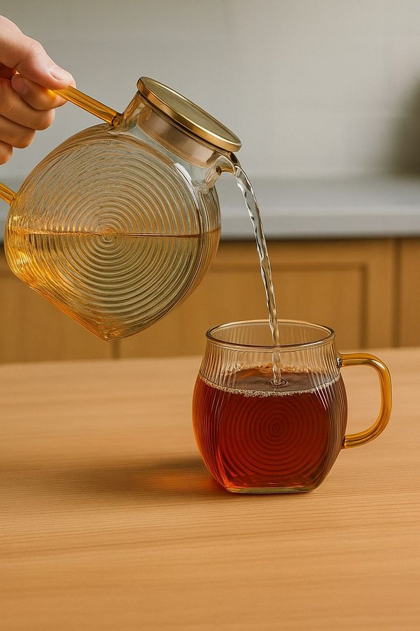 Borosilikat Cam Amber Salyangoz Desenli Bardak 6 Adet 300 ML - 2