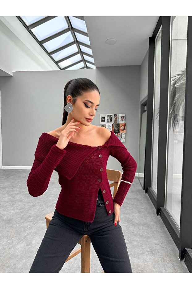 Плетен кардиган с лодка - 4