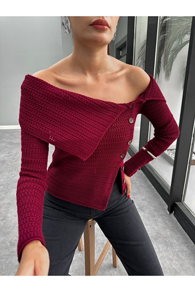 Плетен кардиган с лодка - 5