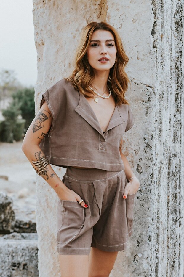 Lara Women's Linen Suit with Shorts