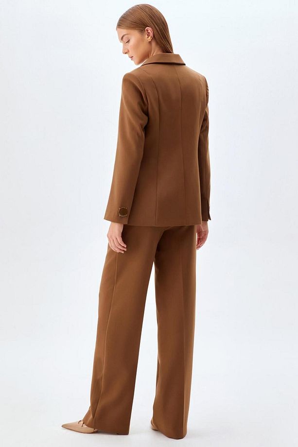 Cepli Kruvaze Ceket Pantolon Takım Camel - 4