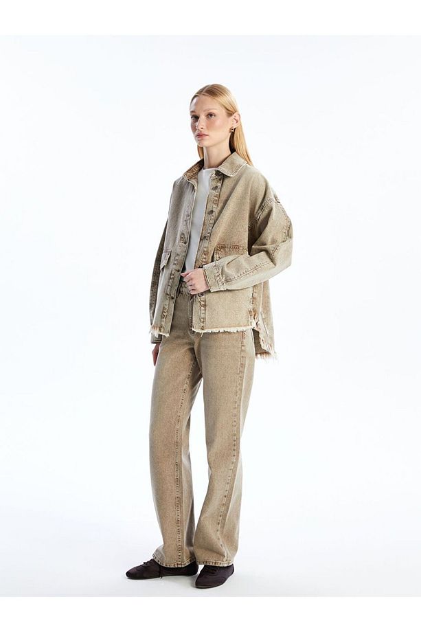 LCW Vision Gömlek Yaka Oversize Kadın Jean Ceket - 2