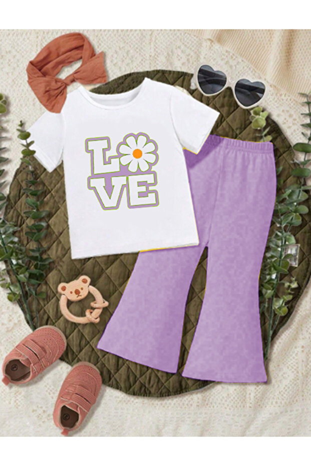 Girl's Summer Spanish Suit Love Printed