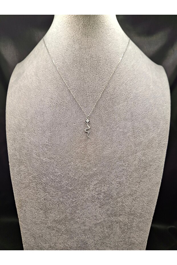 Silver Color Stone Snake Model Steel Necklace