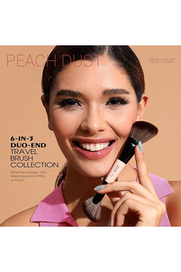 Travel Makeup Brushes Set 6-in-3 Double Sided Contour Brush Dual Ended Eyeshadow Brush T507 - 3