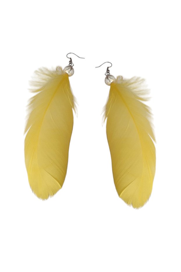 Unique boho earrings with colorful feathers