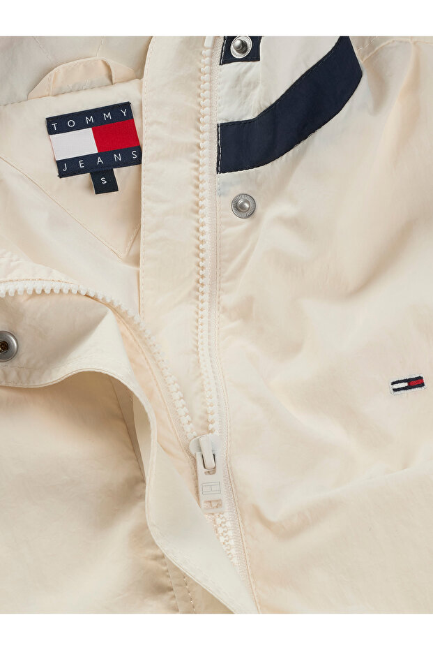 جاكيت تومي هيلفيغر نسائي مقاوم للماء بياقة شعار بيضاء قديمة - 7