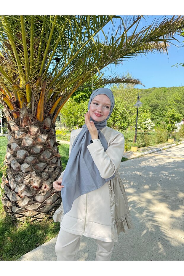 شال قطن جاز رمادي - 3