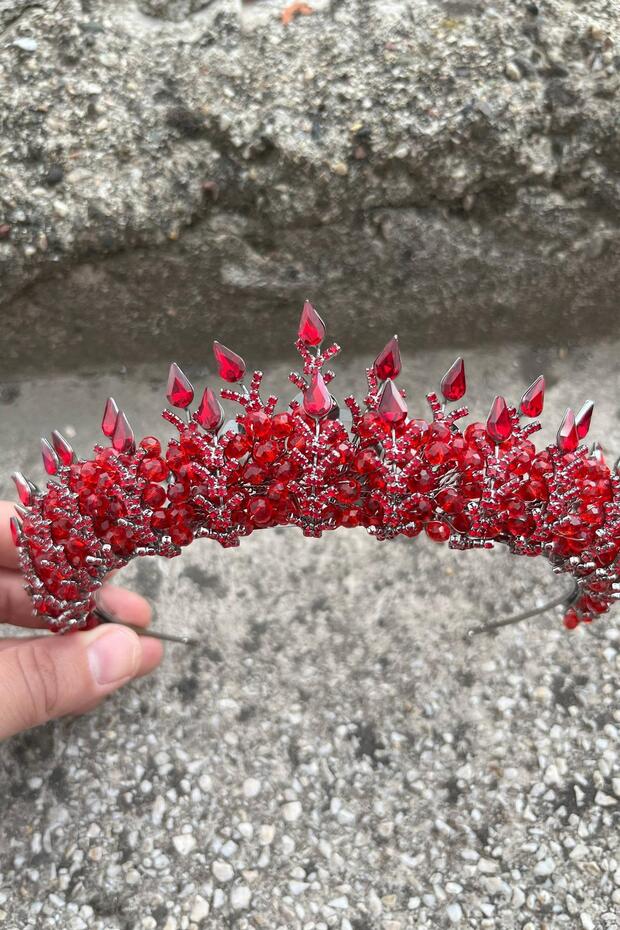 Belicia Red Bridal Henna Crown Special Occasion Accessory Women's Crown Hair Accessory – Crown, Crystal Stone
