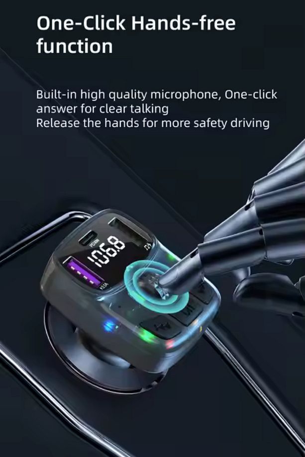 Bluetooth Fm Transmitter Araç Kiti C-56| 30w Hızlı Şarj, Oto Çakmaklık, Usb Type-c, Mp3 Çalar, Radyo - 3