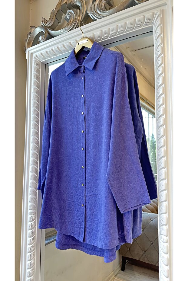 Desenli Gömlek - Mor - 2