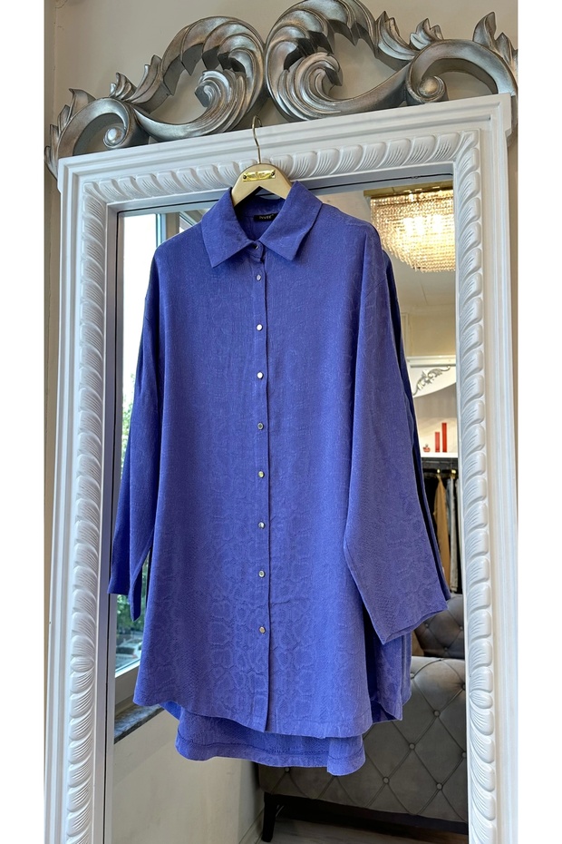 Desenli Gömlek - Mor - 4