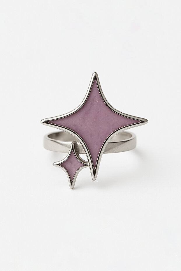 Pink Color Rings with Adjustable Heart Pole Star Butterfly Design