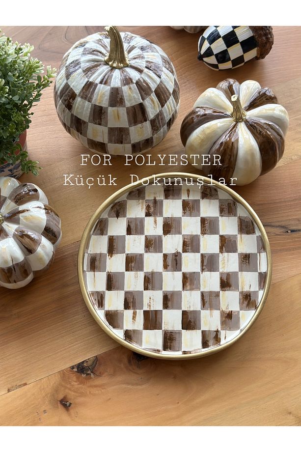 Mackenzie Desenli Mocha Tepsi,Sunumluk,Ev ve Ofis Dekor - 5