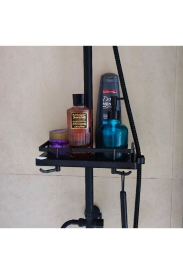 BUFFER® Duş Demirine Takılan Siyah Duş Sabunluk Organizeri Şampuan,Sabun,Lif Standı - 3