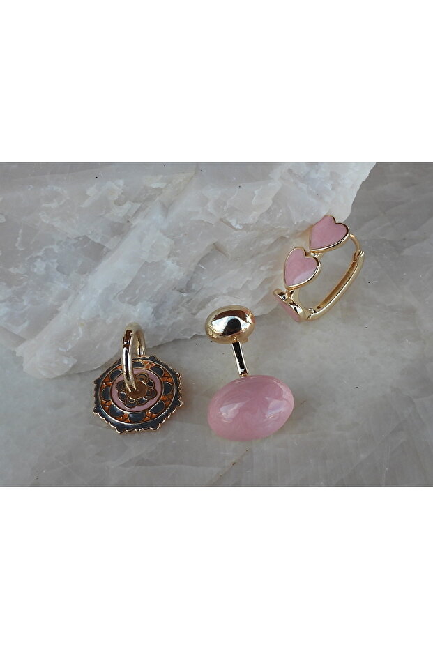 Candy Heart Model Set of 3 Steel Earrings