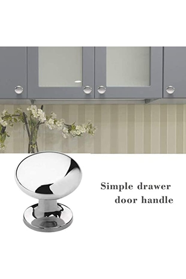 مجموعة من 4 مقابض أبواب خزانة، مقابض أدراج خزانة مستديرة مقاس 25 مم، مقابض خزانة بمقبض سحب معدني من الكروم - 2