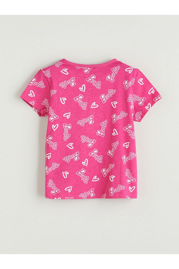 LCW Kids Pembe Barbie Baskılı Kız Çocuk Şortlu Pijama Takım - 4