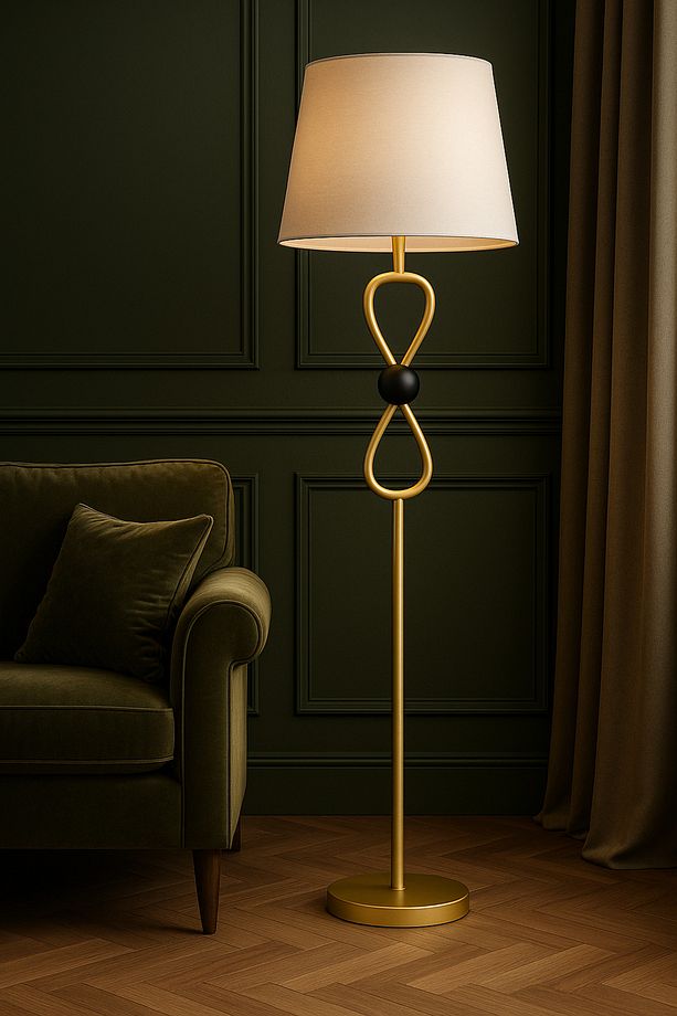 Aurion Eskitme Mat Gold Loop Metal Gövdeli Modern Lambader - 2