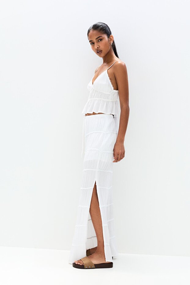 Panelli midi etek - 6