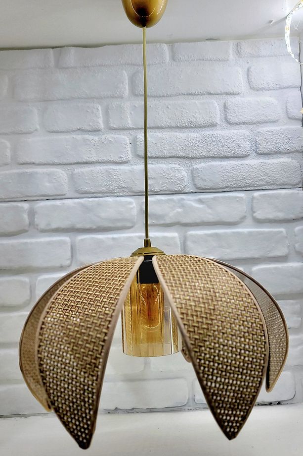 Hasır Hazeran Rattan Palmiye Model Bohem Salon Oturma Odası Hol Cafe Restaurant Tekli Sarkıt Avize - 3
