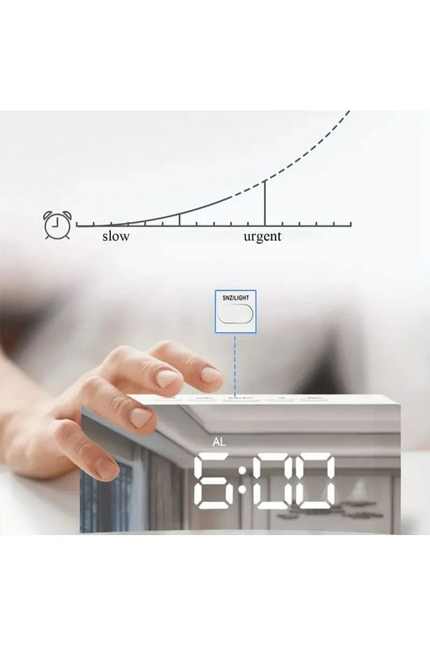 Aynalı Çalar Saat Alarm Takvim Led Dijital Masa Saati - 4