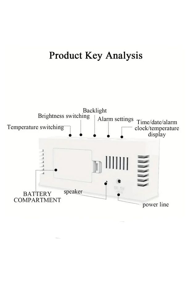 Aynalı Çalar Saat Alarm Takvim Led Dijital Masa Saati - 6