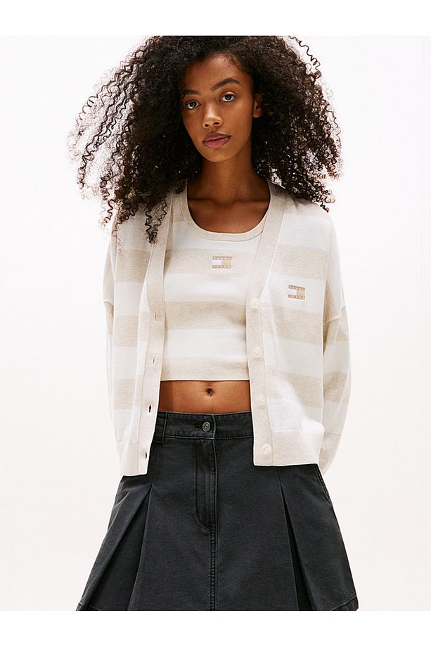 Tommy Badge Stripe Relaxed Cardigan - 1
