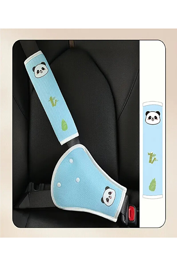 Panda Illustrated Velcro Abdominal Neck Supporter Protector for Children Vehicle Car Seat Belt Sponge Pad Apparatus Belt