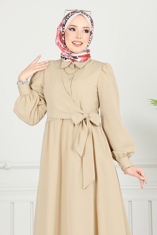 Yandan Bağlamalı Terikoton Elbise 3348CR1136 Vizyon - 3