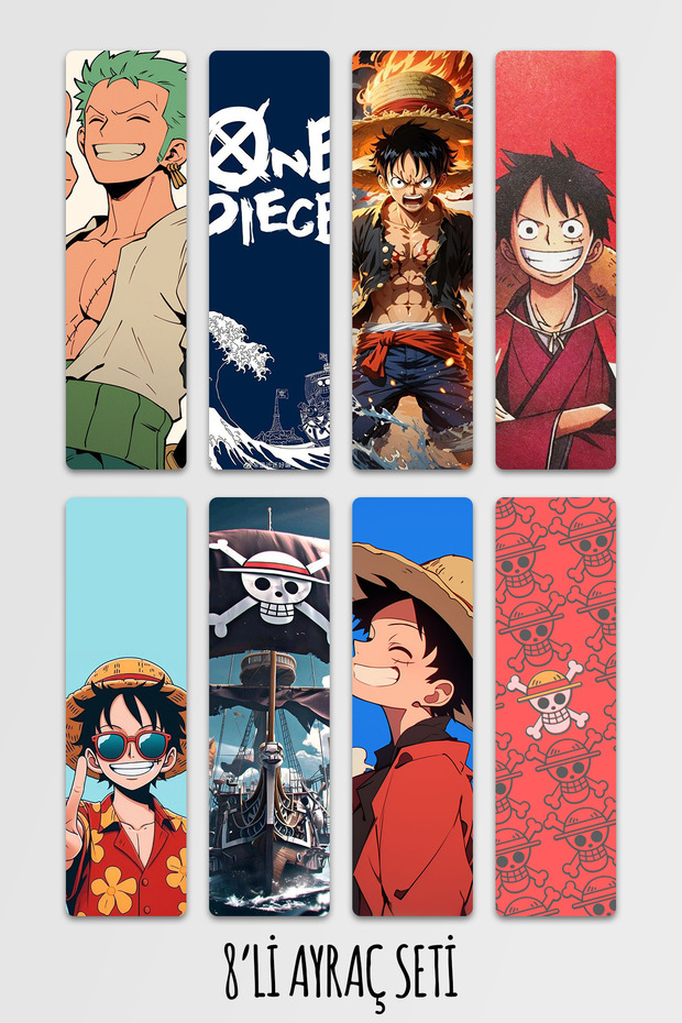 One Piece Themed Bookmark Set 8 Bookmarks Set 14.50X5Cm Size