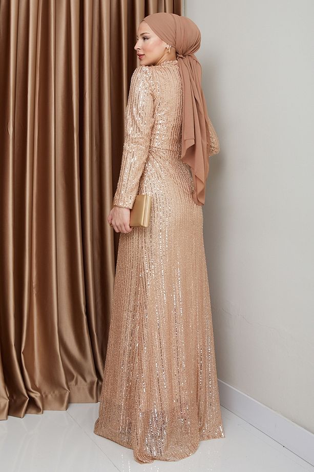SUAL Önü Drapeli Abiye 0677MHR1107 Gold - 5