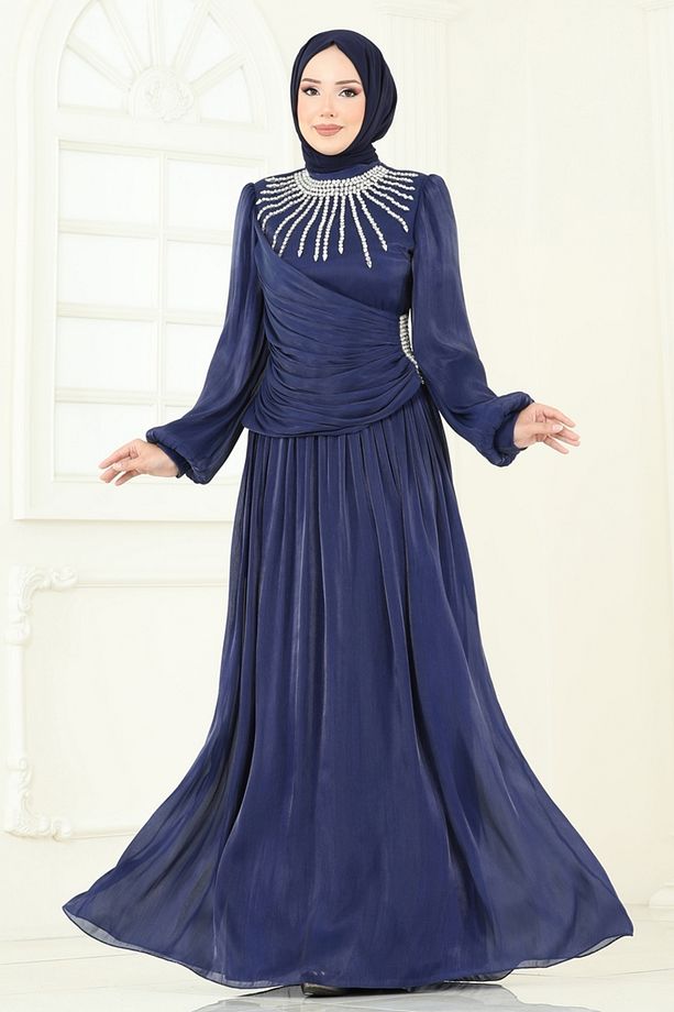 SUAL Önü Taşlı Organze Abiye 6238LPN858 Laci - 2