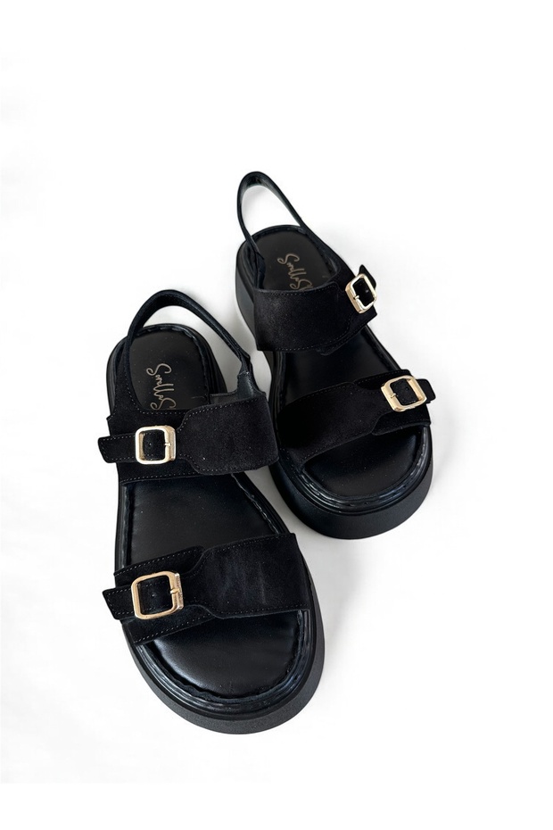 Women's Orthopedic Sole Suede Metal Buckle Sandals - Cardi̇