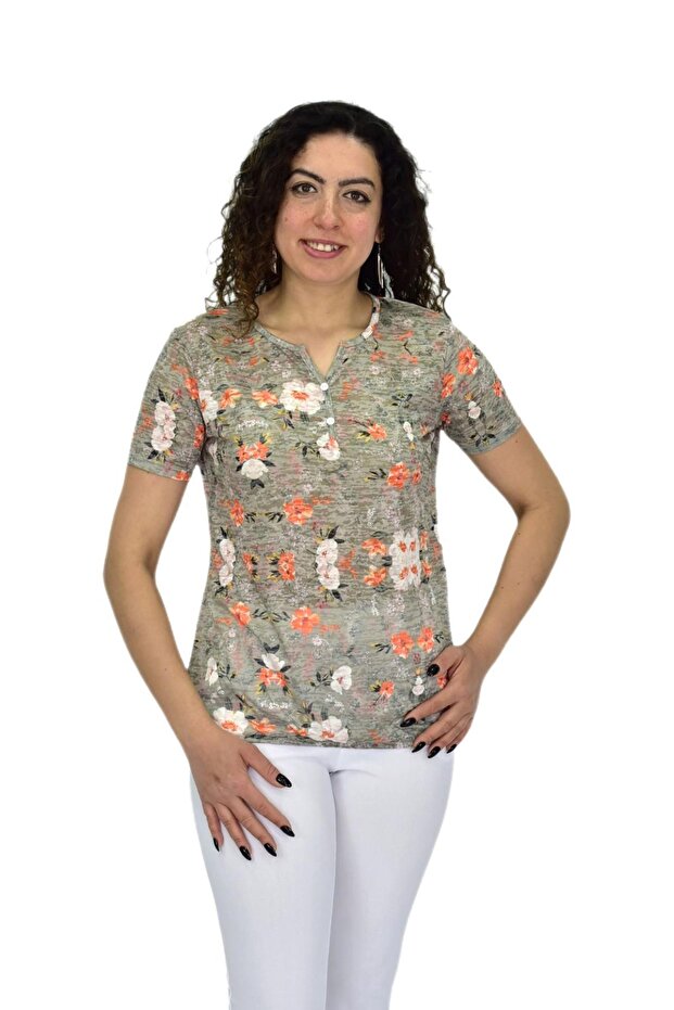 بلوزة نسائية مطبوعة بأكمام قصيرة BGL-ST04688