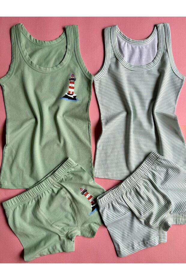 Seaboy | 2-Piece Cotton Sailor Boy Model, Singlet and Shorts Set (4 Pieces) 10E27-28