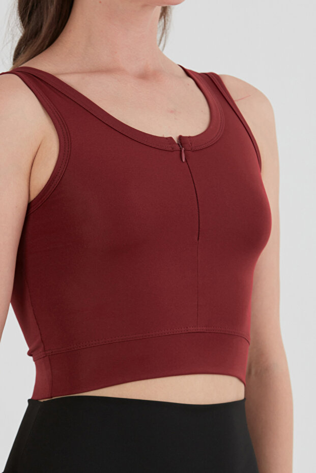 Basic Önü Fermuarlı Crop Body - 5