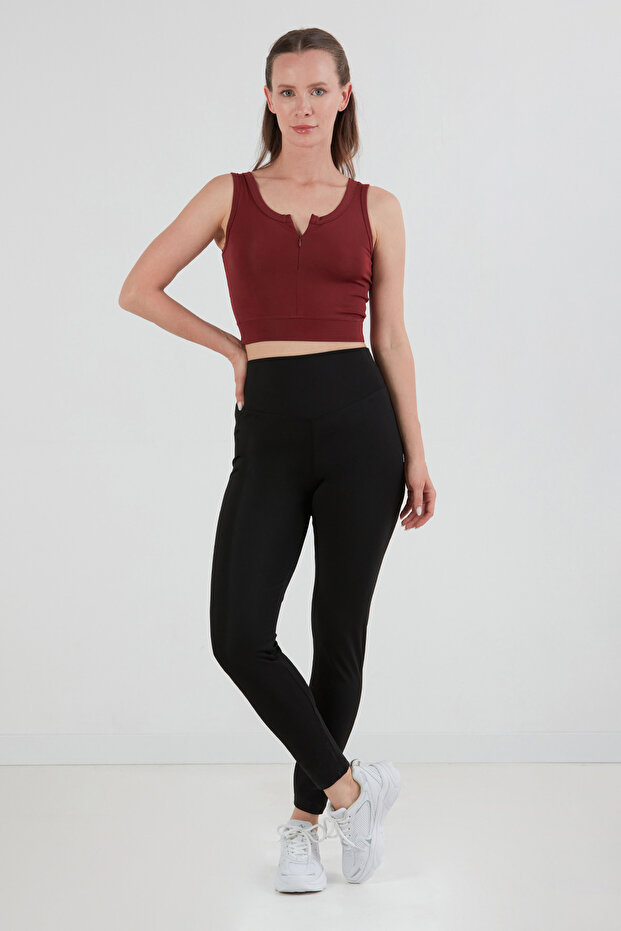 Basic Önü Fermuarlı Crop Body - 2