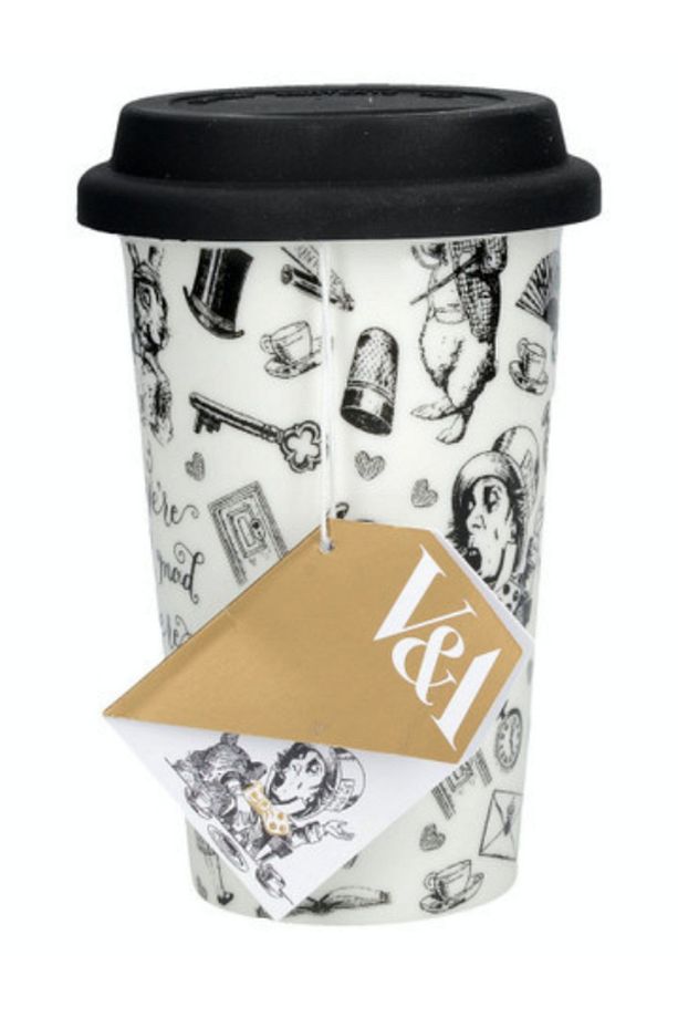 x V&A Alice In Wonderland 350ml Silikon Kapaklı Porselen Çift Çidarlı Kupa - 2