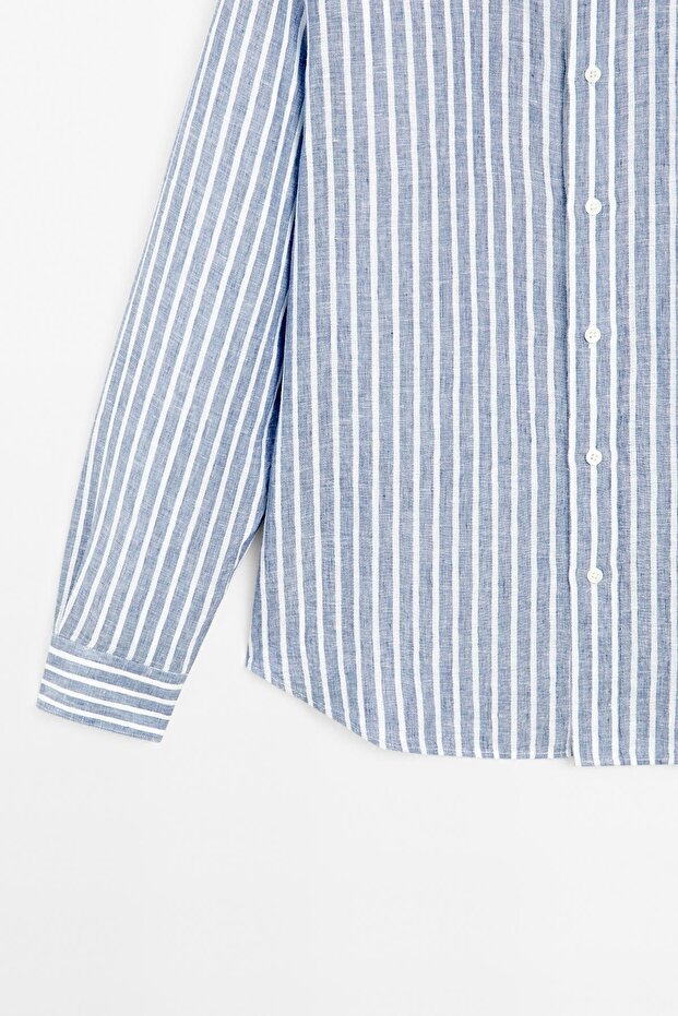 Regular fit çizgili gömlek - 7