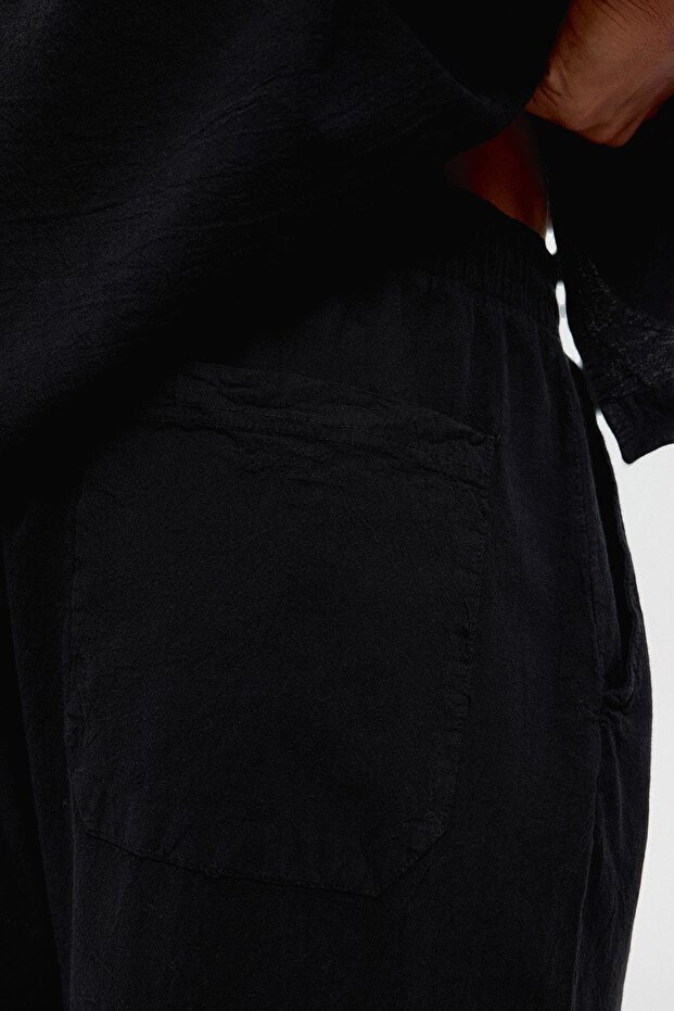 Basic Oversize Keten Takım Siyah - 7