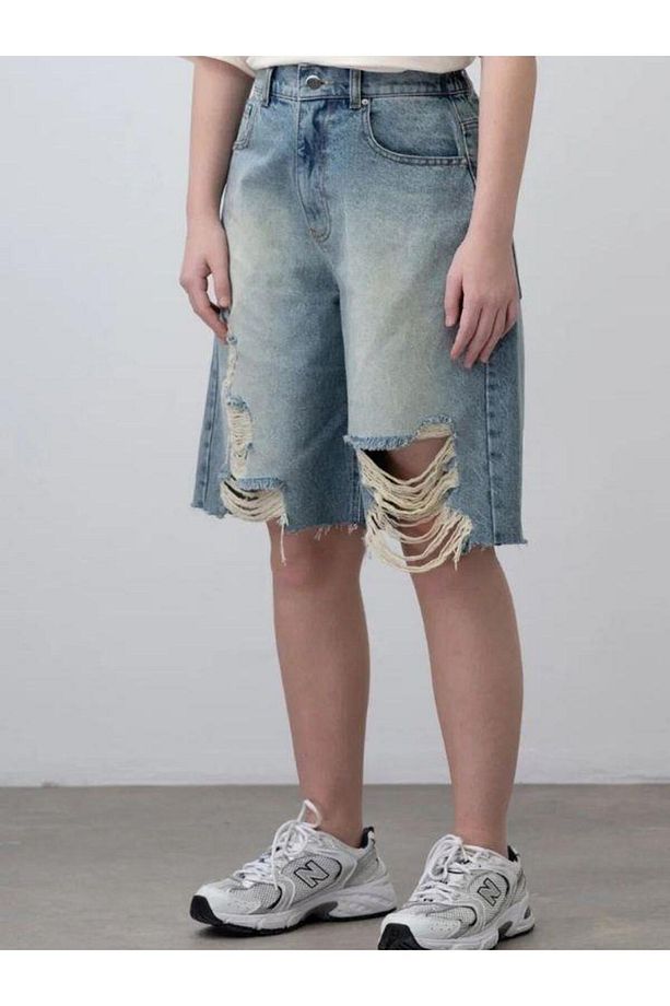 Kız Çocuk Yırtık Denim Kot Şort - 5