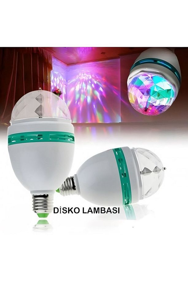 E27 Renkli Disko LED Ampul Hareketli Disko Ampulü 360 derece RGB Dönen Disko Topu - 1